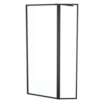 Paroi de douche à l'italienne 80+40x200 cm profilé noir verre transparent 5 mm Dark Edge - AURLANE