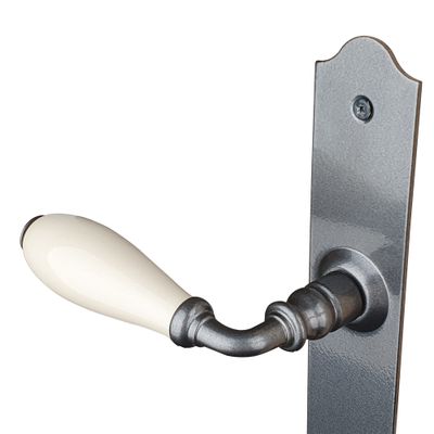 Poignées de porte Ellis fer patiné céramique beige sans trou ALPERTEC