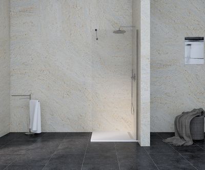 Paroi de douche à l'italienne 80x195 cm profilé chrome verre transparent 6 mm Serenity - OCEA