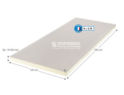 Doublage polyuréthane Haute Performance - Epaisseur 10+80 mm -  l.1.2 x L. 2.5 x m SOPREMA®