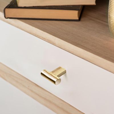 Bouton de meuble doré cylindre 33 x 12 mm
