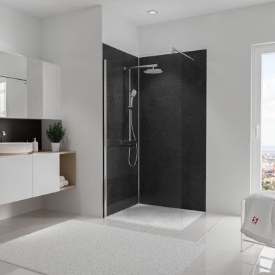 Panneaux muraux de douche 100+100x210 cm ardoise DécoDesign Softtouch - SCHULTE