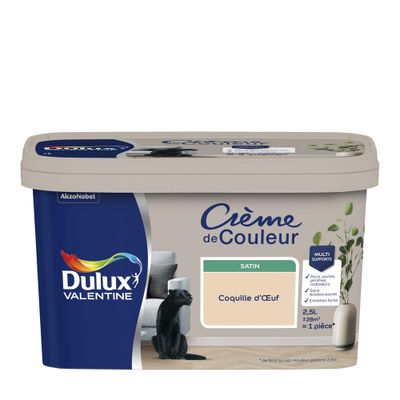 Peinture crème de couleur Coquille d'OEuf Satin 2,5 L - DULUX VALENTINE