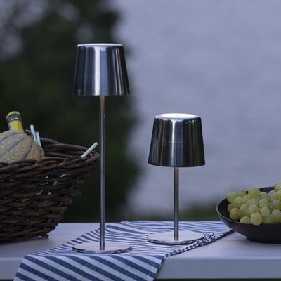 Lampe à poser extérieur rechargeable LED nickel XAANA blanc variable - BRILLIANT