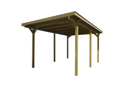 Carport simple -  606 Imprégné - 297 x 115 cm - toit PVC Livraison gratuite domicile WEKA