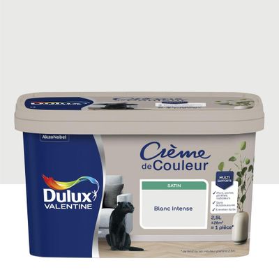 Peinture crème de couleur satin blanc  2,5 L - DULUX VALENTINE
