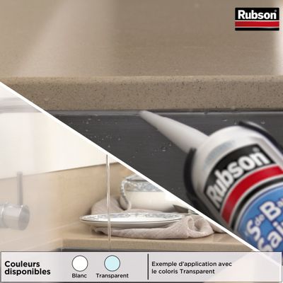 Mastic Colle Silicone Polymère Salle de Bain Saine Transparent 280 ml RUBSON