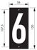 Plaque chiffre 6  à visser 56 x 130 mm fond noir THIRARD