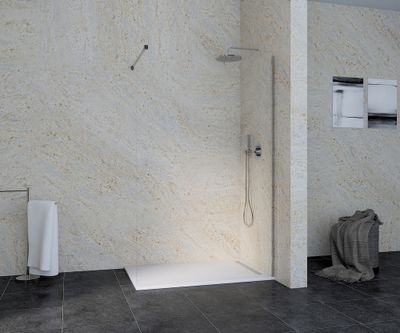 Paroi de douche à l'italienne 120x195 cm profilé chrome verre transparent 6 mm Serenity - OCEA