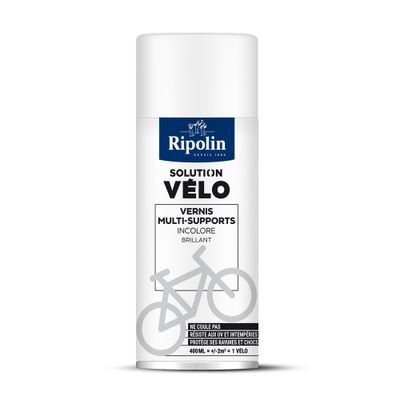 Vernis aérosol multi-supports solution vélo incolore brillant 400 mL - RIPOLIN