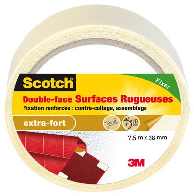 Ruban adhésif double face rugueuse 7,5 m x 38 mm - SCOTCH