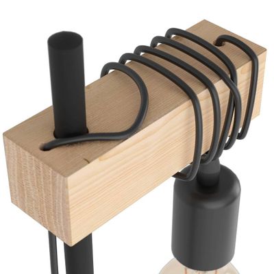Lampe à poser E27 Townshend bois et noir 10W - EGLO