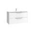 Meuble de salle de bains 2 tiroirs L100 x H60 x P45 cm mélaminé blanc avec plan vasque céramique Mirabo