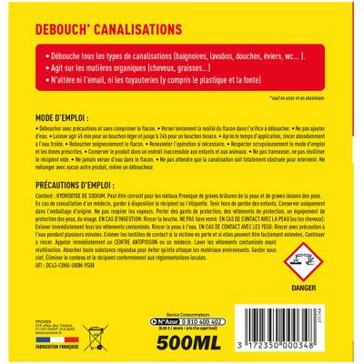 Débouche canalisation mono-dose formule liquide 500ml