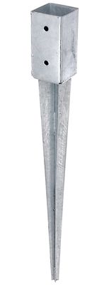 Embase poteau bois carré métal galvanisé - 71 x 71 x 750 mm - ALBERTS