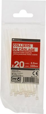 Colliers de serrage 2,5 x 100 mm transparent par 20