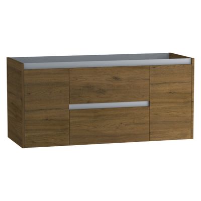 Caisson de salle de bains Thana 2 tiroirs 2 portes 120 x 59 x 46 cm panneau de particules vieux chêne