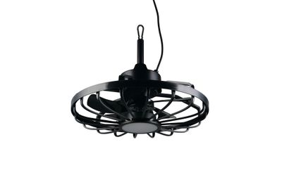 Ventilateur de plafond avec prise secteur IP44 lumière LED + télécommande Noir Ø51cm - Oslo REALITY