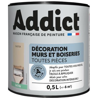 Peinture décoration Murs et Boiseries SATIN 0,5 L castor - ADDICT