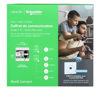 Coffret de communication grade 3TV 4 RJ45 + switch PoE - Resi9 Connect SCHNEIDER ELECTRIC