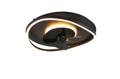 Ventilateur de plafond Design avec lumière LED + télécommande Noir Ø50cm - Sortland REALITY