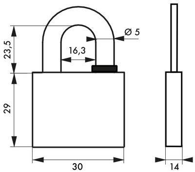 Cadenas à clé haute sécurité largeur 30 mm THIRARD