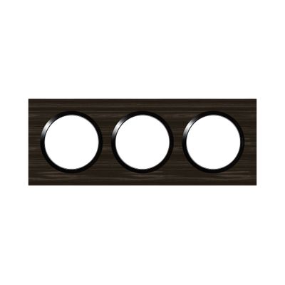 Plaque de finition 3 postes carrée Effet bois ébène - Dooxie LEGRAND