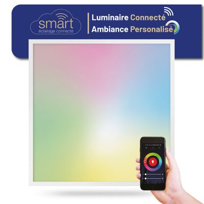Dalle LED 60x60cm 36W encastrable connectée WiFi multicolore + blanc - ARLUX