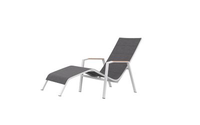 Bain de soleil à bascule aluminium blanc et textilène gris anthracite  BARCELONE - BOCARNEA
