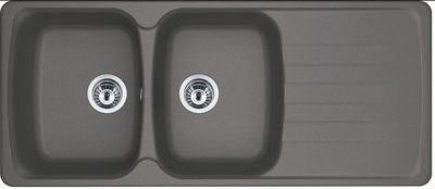 Evier de cuisine fragranit gris stone 116x50 cm 2 bacs 1 egouttoir Azur - FRANKE