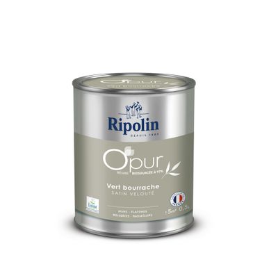 Peinture O'PUR mur & boiserie Vert Bourrache satin 0,5 L - RIPOLIN