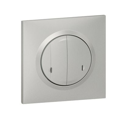 Double interrupteur connecté avec neutre + plaque Aluminium - Dooxie with Netatmo