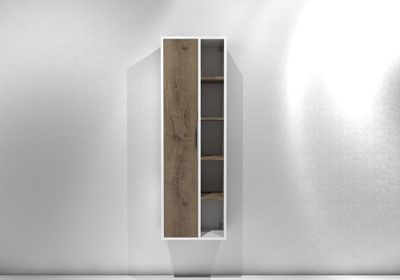 Colonne de salle de bains Frenchart L45 x H140 x P30 cm panneau de particules blanc et pitaya - CONCILIO