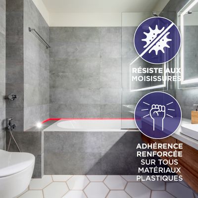 Mastic silicone Bain & Cuisine Baignoire synthétique blanc 280 ml - RUBSON