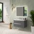 Caisson de salle de bains Thana 2 tiroirs 1 porte L100 x H55 x P45 cm panneau de particules anthracite mat