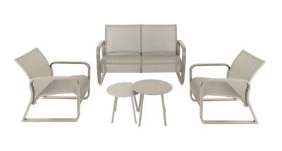 Salon de jardin QUENZA aluminium crème/chevron 4 places - PROLOISIRS