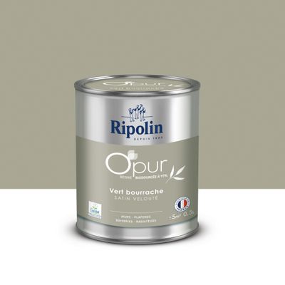 Peinture O'PUR mur & boiserie Vert Bourrache satin 0,5 L - RIPOLIN