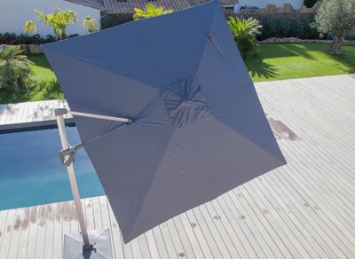 Parasol déporté 3 x 3 m inclinable et orientable gris mât aluminium PROLOISIRS
