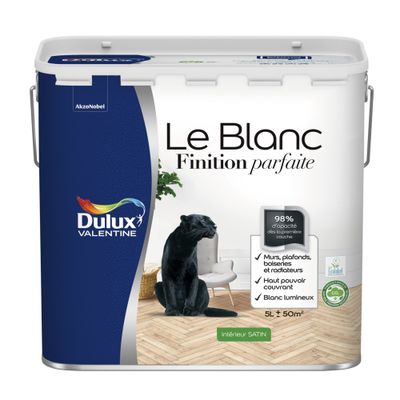 Peinture acrylique Finition Parfaite Blanc satin 5 L - DULUX VALENTINE