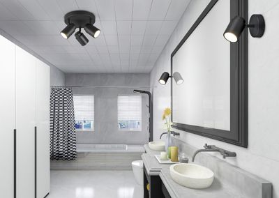 Plafonnier 3 spots salle de bains GU10 Angelo noir IP44 3x5W - TRIO