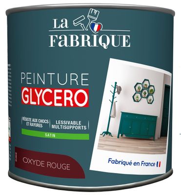Peinture glycero Oxyde Rouge satin 0,5 L - LA FABRIQUE