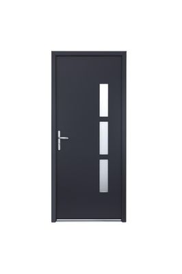Porte d'entrée monobloc aluminium gris ext/blanc int poussant droit H.215 x l.90 cm CLOSY