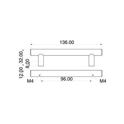 Poignée de meuble cylindrique inox entraxe 96 mm par 4 REI