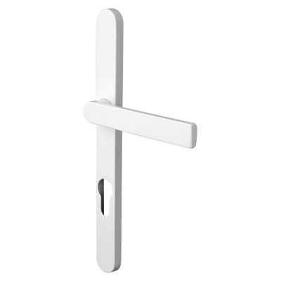 Poignées de porte sur plaques étroites à cylindre col court Ibiza blanc mat ALPERTEC