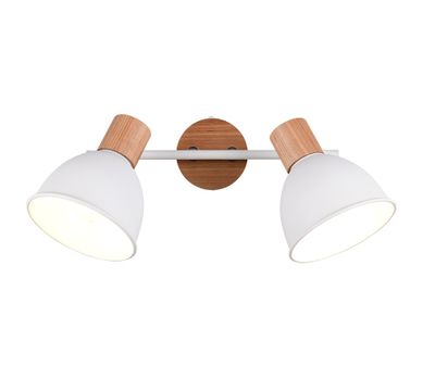 Réglette 2 spots E27 Delume blanc et bois 2x40W - REALITY