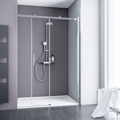 Porte de douche coulissante 120x200 cm profilé chrome verre transparent 6 mm NewStyle Urban - SCHULTE