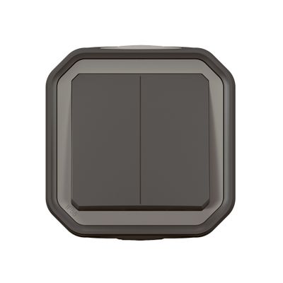 Double interrupteur va-et-vient ou poussoir étanche IP55 en saillie Anthracite - Plexo LEGRAND