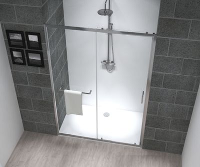 Porte de douche coulissante 140x195 cm profilé chrome verre transparent 6 mm Serenity - OCEA