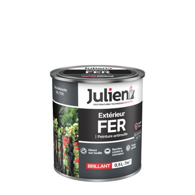 Peinture fer antirouille gris anthracite RAL 7016 brillant 0,5 L - JULIEN