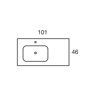 Plan vasque décalée de salle de bains New Onix L100 x H19 x P46 cm céramique blanc